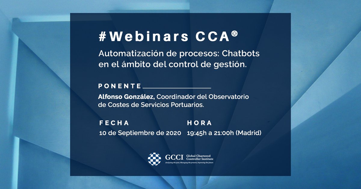 GlobController's tweet photo. Próximo webinar | Ventajas para el #controllerdegestión del #chatbot y la #automatización robotizada de datos (#RPA).

Más información ➡ https://t.co/DZrwkn5ayP

#globalcci #gcciformación #businessintelligence #CCAcertificate #dataanalytics #controldegestión #controllerdigital https://t.co/FEb5Wpx5Ld