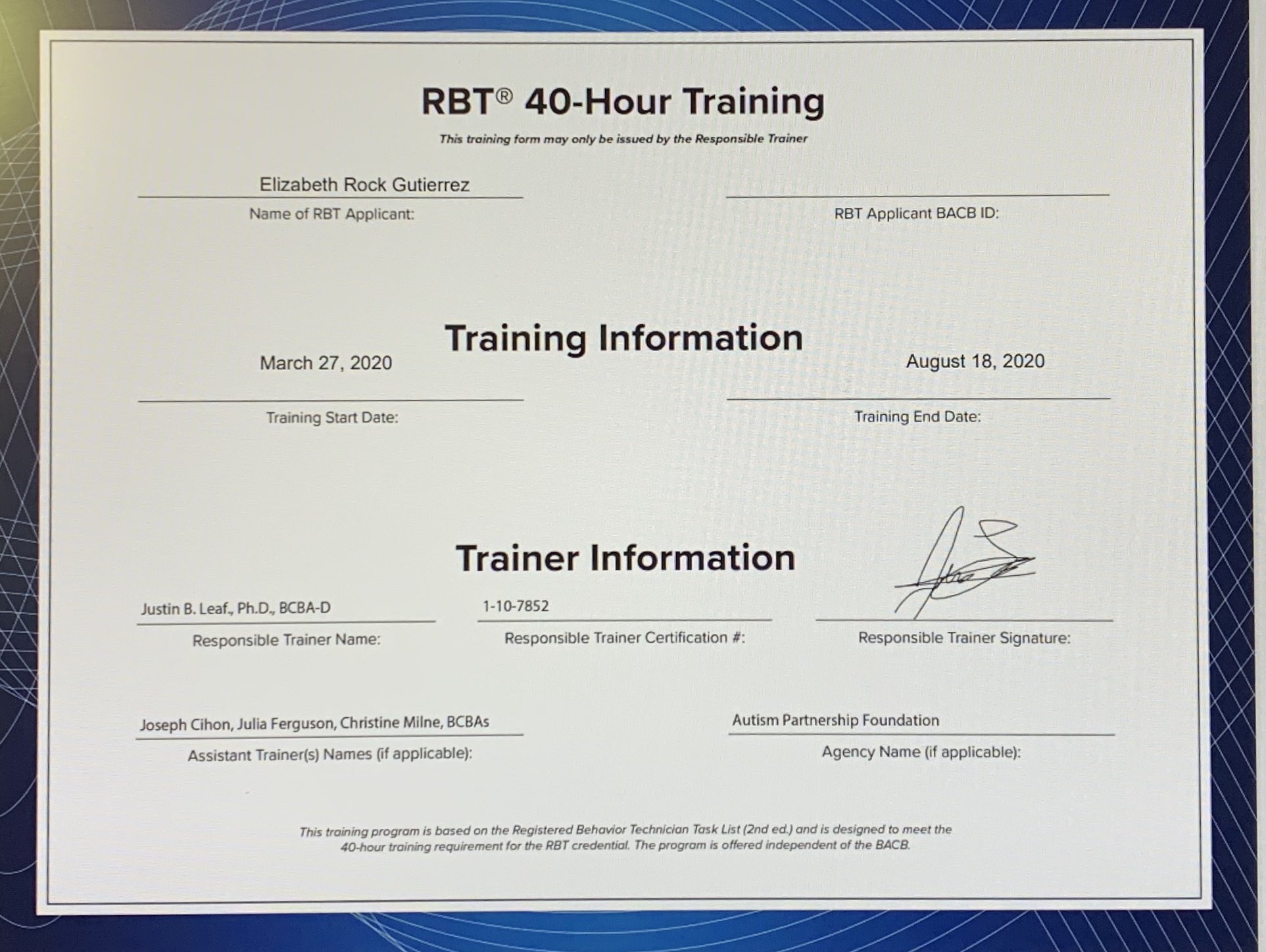 Rbt training 2025