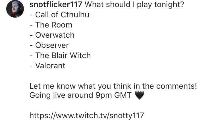 snotty117's tweet photo. What do you think? Let me know in the comments 🖤 going live around 9pm 🔥
https://t.co/nykMuXoblk

#chooseforme #youpick #twitch #games #choices #SmallStreamersConnect #horror #mystery #fps #shooter #follow https://t.co/ryqEePLoCi