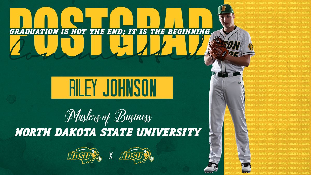 Bison Academics (@bisonacademics) on Twitter photo <a href="/NDSUTrackField/">NDSU Track & Field / Cross Country</a> <a href="/NDSUathletics/">NDSU Athletics</a> Riley Johnson, <a href="/NDSUbaseball/">NDSU Baseball</a>, pursuing a Master's of Business Administration, North Dakota State University <a href="/NDSUTrackField/">NDSU Track & Field / Cross Country</a> <a href="/NDSUathletics/">NDSU Athletics</a> Riley Johnson, <a href="/NDSUbaseball/">NDSU Baseball</a>, pursuing a Master's of Business Administration, North Dakota State University