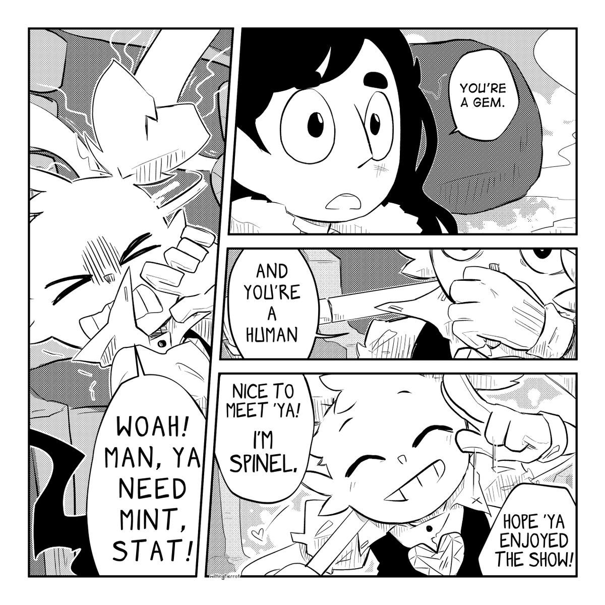 WiltingP's tweet photo. #InkSpillAU Some comic practice.

“By the way, who taught you how to sword-fight like that?” https://t.co/M2dLIpuotu