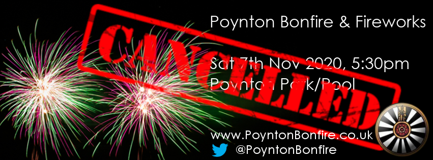 After much discussion and consideration, <a href="/PoyntonTable/">Poynton Round Table</a>  are sad to announce that the #Poynton Bonfire 2020 will not be taking place :(
Full statement here: poyntonbonfire.co.uk