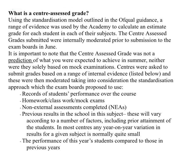 To help support our students for #gcseresults2020 tomorrow and gain some understanding of the process for Centre Assessed Grades this year.
Good luck everyone and we look forward to celebrating with you!