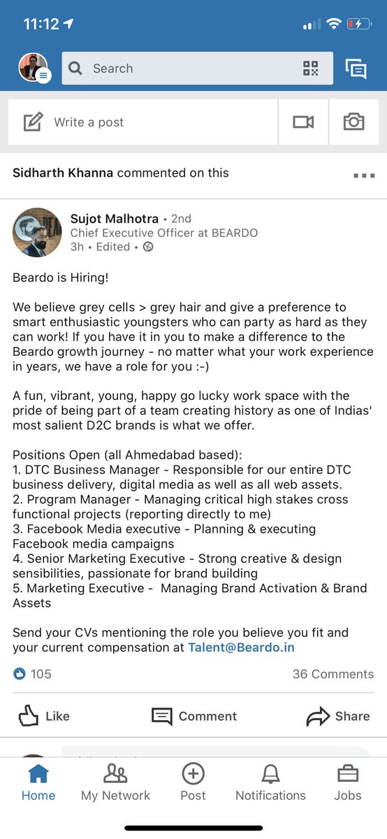 @BeardoForMen is hiring for several roles.  @SujotMalhotra