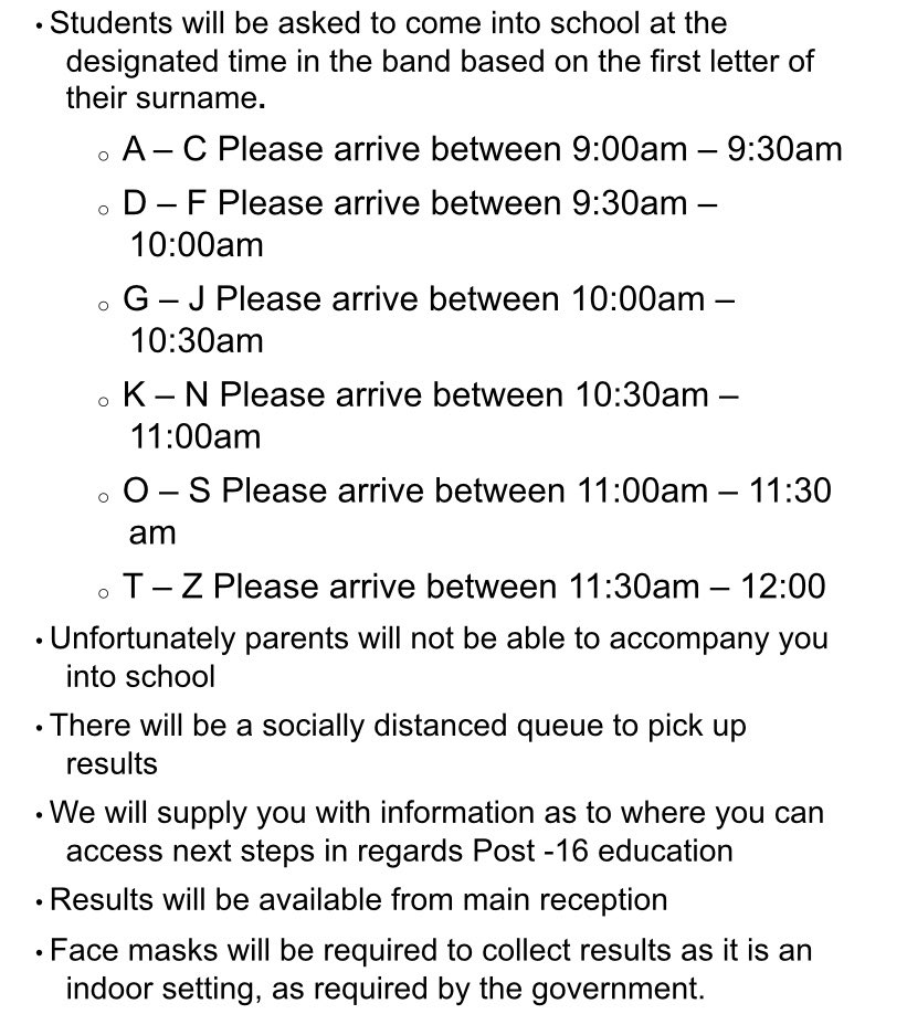 All very exciting!!! GCSE results day tomorrow! Wishing you all the best of luck! Please see below for a reminder about when to come in. We are looking forward to seeing you all 🎉 <a href="/RegentsParkCC/">Regents Park Community College</a>