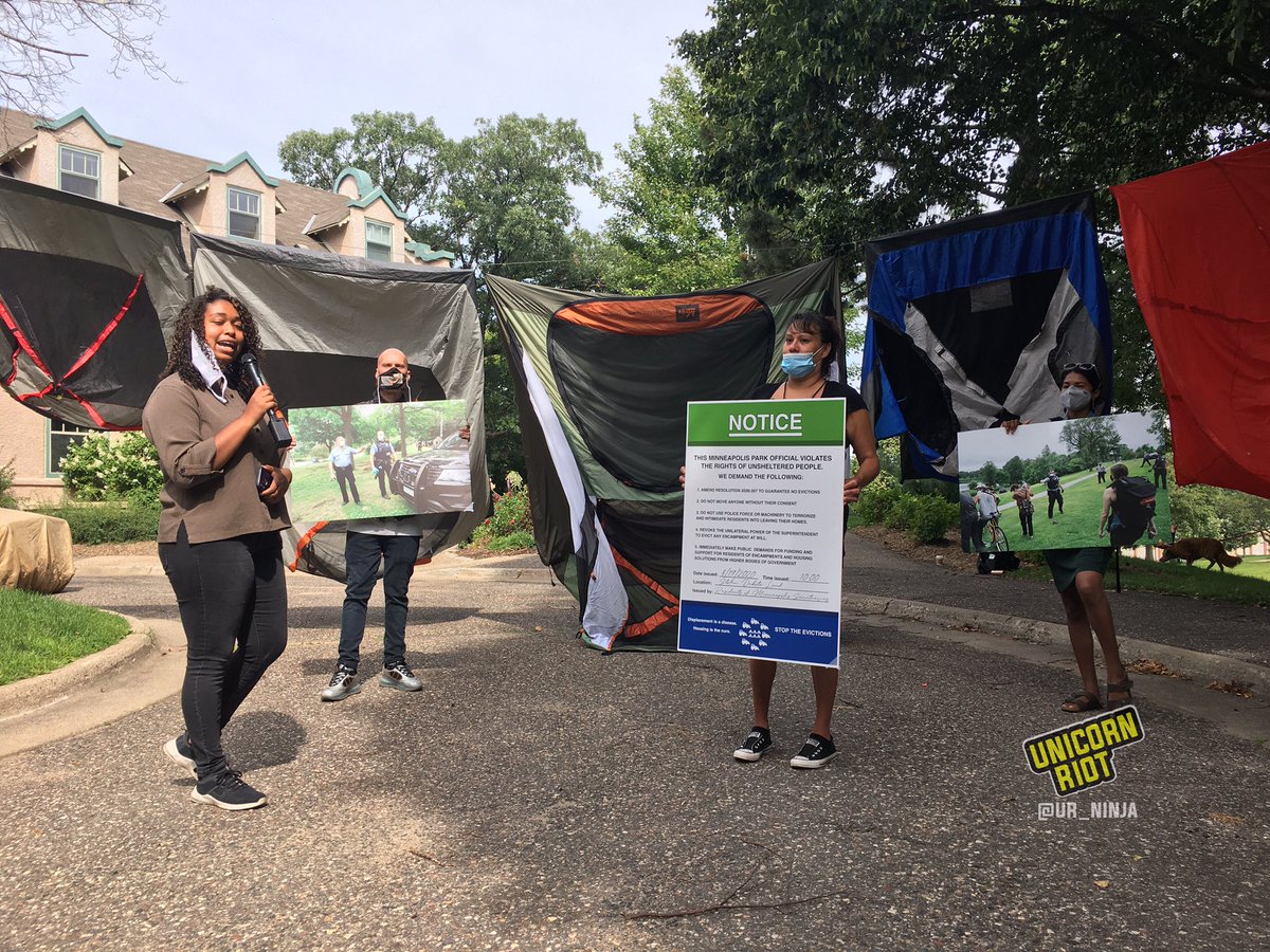 Unhoused residents & advocates have compiled 5 demands:1)  #Minneapolis Parks & Rec Board immediately amend Resolution 2020-267 to guarantee no  #evictions2) don’t move anyone w/o their consent3) don’t use  #police or machinery to intimidate residents into leaving their homes