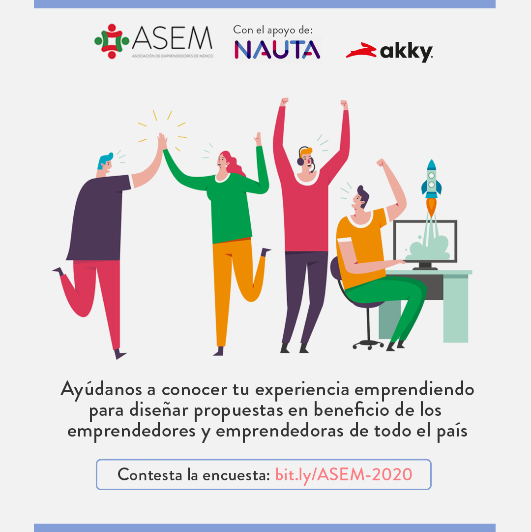 Si tienes una empresa o negocio, te invitamos a participar en la "Radiografía del emprendimiento en México". Nos interesa conocer tu experiencia y percepciones

Sortearemos 10 premios con servicios digitales de Akky y tarjetas de regalo de Amazon

Encuesta bit.ly/ASEM-2020