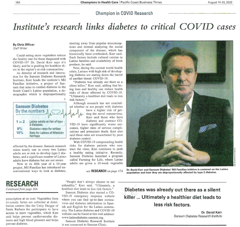 SansumDiabetes's tweet photo. We are pleased to announce that the Pacific Coast Business Times selected our own Dr. David Kerr as one of this year’s Champions in Health Care!
#diabetes #research #SDRI #COVID19 https://t.co/SPjarDYenH