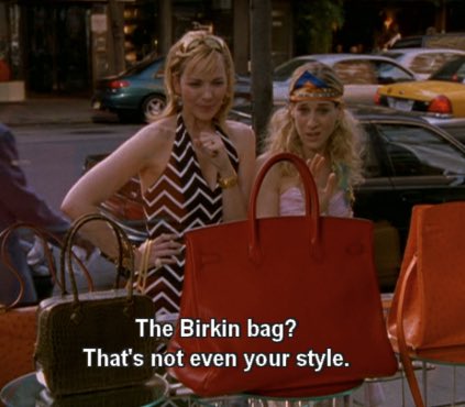 SarahVoguee's tweet photo. Sex and the City’s bags captions. https://t.co/9QDT4FHoCJ