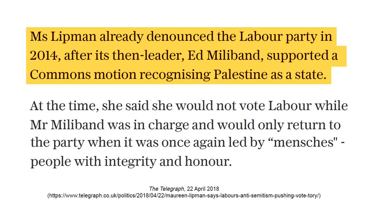 Lipman opposes Palestinian statehood, has suggested that she won’t work with actors who support Palestinians, and appears to regularly conflate pro-Palestine solidarity with ‘antisemitism’.Zionism is a racist and genocidal ideology that should never be appeased.