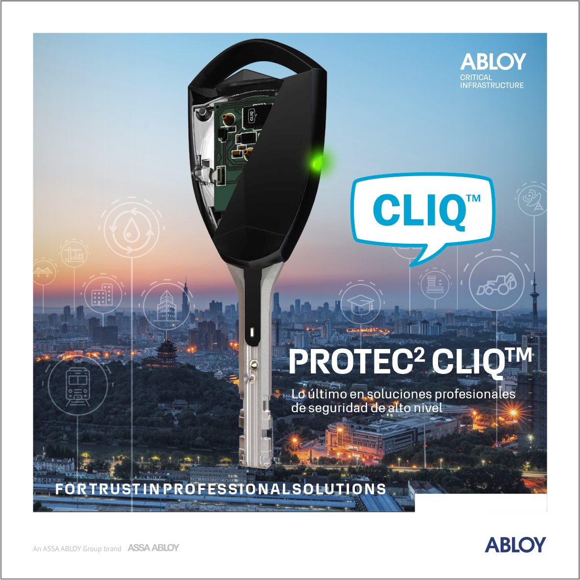 Accesos en cualquier momento y en cualquier sitio. 

PROTEC2 CLIQ responde a todas las preguntas que los desafíos de la seguridad global moderna pueden pedir. 

CLIQ mejora su seguridad con un sistema que combina lo mejor de la mecánica y la tecnología mecatrónica de ABLOY