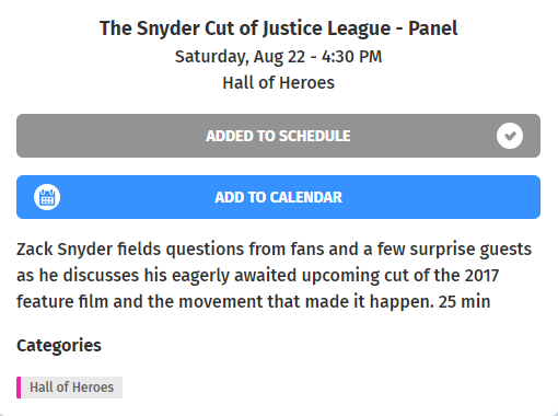 The great thing about  #DCFanDome   for Snyder fans is there's more than enough  #ZackDome panels to keep you fed. Make sure you add all to your schedule! (Thread)First, there's "The Snyder Cut of Justice League," which is  @ZackSnyder's main panel. https://schedule.dcfandome.com/e/5f343a56ad870800172449bf