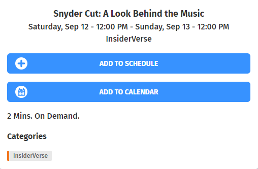 Third, there's "Snyder Cut: A Look Behind the Music," which could be the first reveal of what to expect from  @Junkie_XL's score for Zack Snyder's Justice League.  #ZackDome https://schedule.dcfandome.com/e/5f3d2ef0437eb45ac7dc7aab