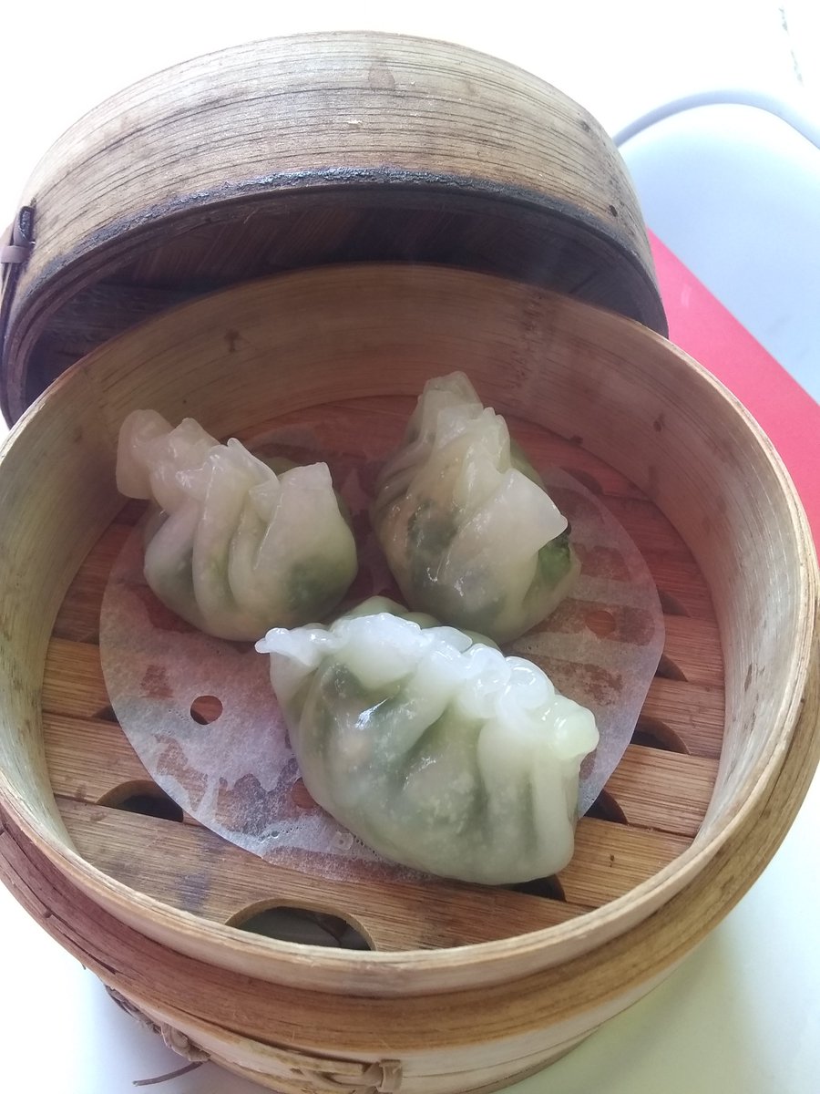 akikoichi's tweet image. Lunch at #DimSumGoGo in Manhattan's Chinatown today (snow pea leaf dumplings). The subway felt especially empty running errands today, probably on account of the weather☁️
