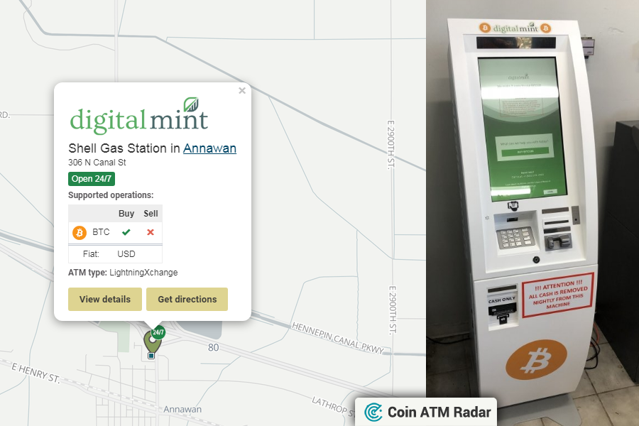 CoinATMRadar's tweet photo. Check this out! New installed #LightningXchange #bitcoin machine at Shell Gas Station in #Annawan ๐บ๐ธ. Operated by @DigitalMintIO. Supported coins: #BTC
https://t.co/3LC951aobh https://t.co/Fu3fuVzoua