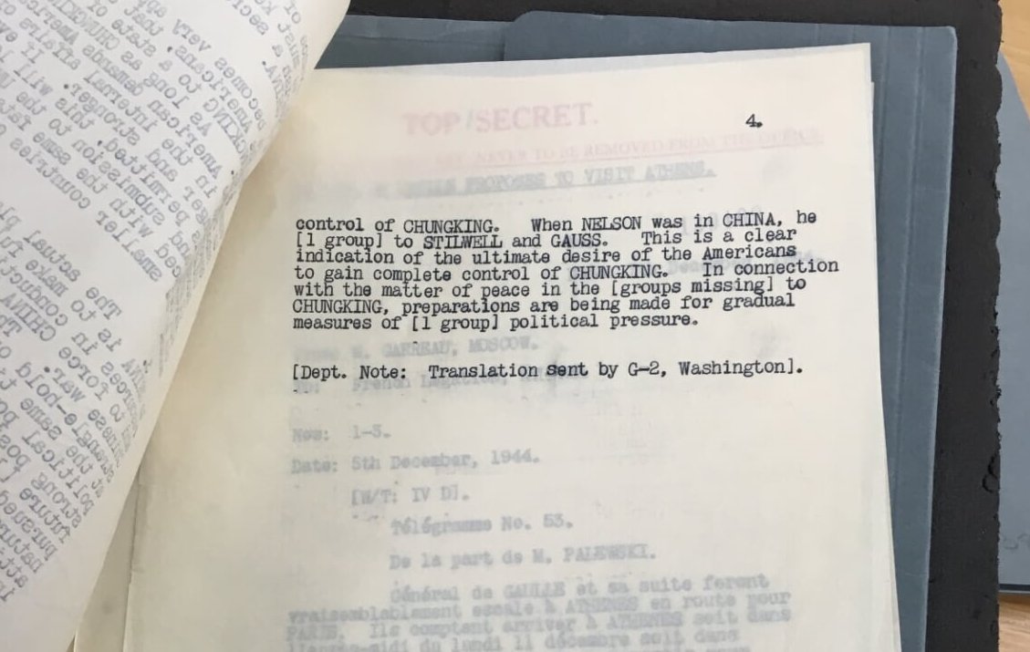 BJ 3A compilation of Japanese intelligence reports purporting to illuminate high-level Allied military decisions in China. GC&CS noted that the translated report had been shared with them by G-2 – American Army Signals Intelligence at Arlington Hall, Virginia.   /5