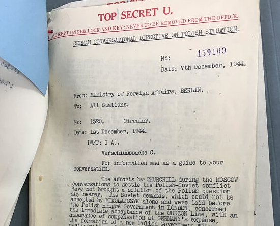 And Blue Jacket 4The Press Directive from Berlin to all posts on 1 December 1944. German information was good: the Big Three were divided over the Polish Question. Churchill’s recent efforts to bring Moscow around had failed.       /6