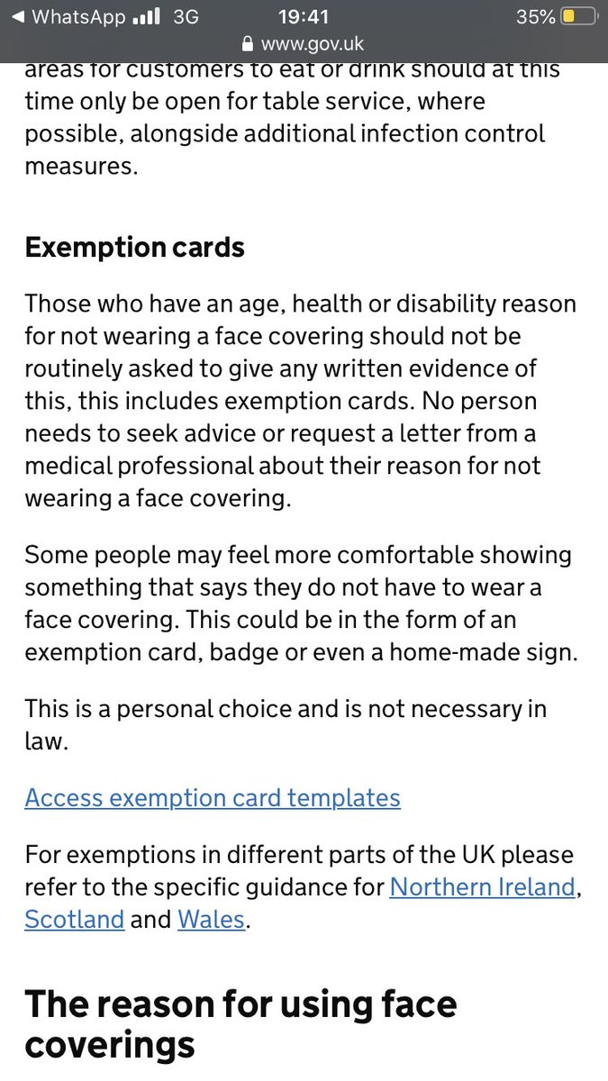 Hey <a href="/LNER/">London North Eastern Railway</a>, on ur 1818 from KX sans mask as I’m exempt. staff asked me why I wasn’t wearing a mask, and then asked to see my ‘exemption’ from my Dr. As per the gov advice I shouldn’t have been asked, let alone told I needed to get one from the dr. Was made to feel v uncomfortable.