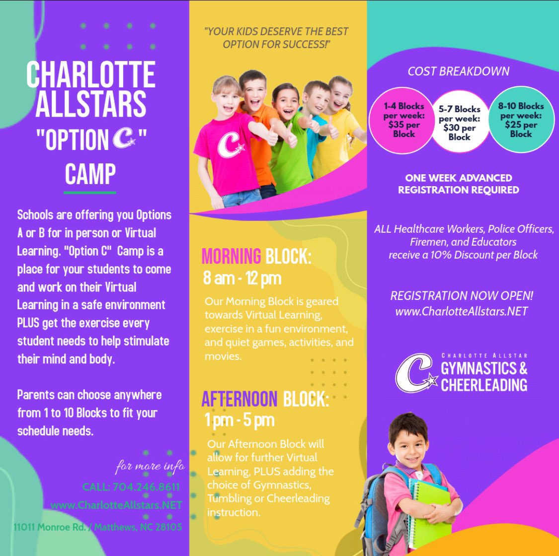 At Option C Camp, your virtual learner will be provided with ample workspace AND a fun environment for their brain breaks! Click on the link in our bio to sign up! #purplepride💜🖤