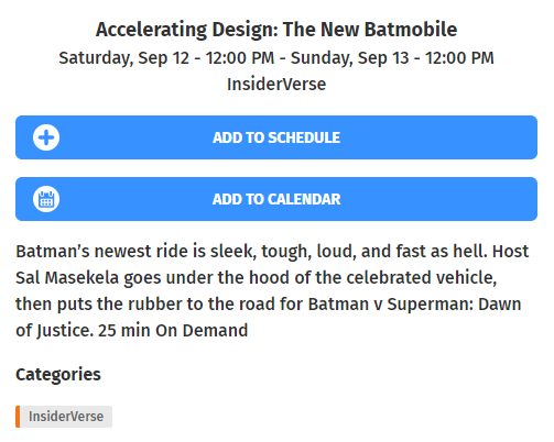 There's a sixth! (Anyone spot any more we missed?)"Accelerating Design: The New Batmobile"  #ZackDome https://schedule.dcfandome.com/e/5f343a57ad87080017244ad3