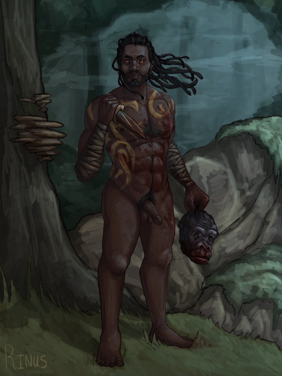 RinusArtist's tweet photo. Commission I did of a #ConanExiles character! Men being spooky in a forest with their dicks out is kind of the ideal look.
#bara #gayart #uncut #conan #commissionsopen https://t.co/z92KUZ5aw6