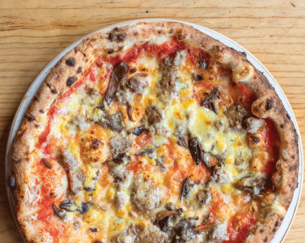 We have 3 words to get through this #humpday... white truffle cream. Our pizza boscaiola is a fan favorite made with housemade marin sun farms pork sausage, imported wild &amp; porcini mushrooms &amp; white truffle cream. It's one of those dreams come true kind of pizzas. #trufflepizza