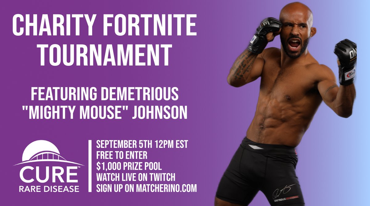 We are excited to announce that <a href="/MightyMouse/">Demetrious Johnson</a> will be joining us for our <a href="/Fortnite/">Fortnite</a> charity tournament on September 5th at 12 PM EST! All proceeds will go to funding our research. Sign up today at matcherino.com/t/massdeca.

#duchenne #charity #mightymouse #tournament #fortnite