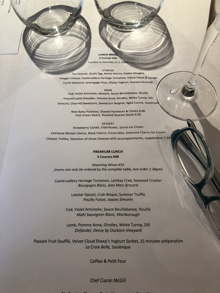 @_EamonnOReilly @OnePicoDublin Had a delicious last lunch of my forties today - thanks to everyone @OnePicoDublin for minding me so nicely. The lobster ravioli in particular was👌🏼(reading glasses on the table now non-negotiable, age is cruel 🤓)