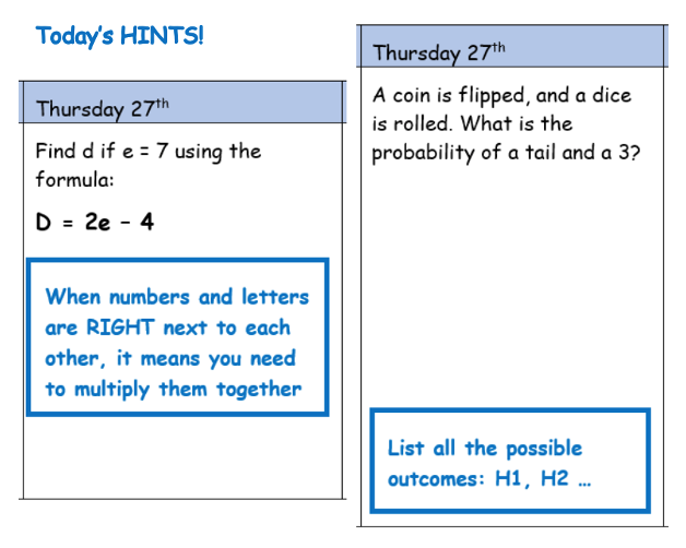 RodillianMaths's tweet photo. Good morning @Rodillian_Ac and @BBGAcademy @BBGMATHS students. Here are today’s hints for your daily questions. Y9 &amp; Y10, check your emails to see the rest of the questions and remember to email Miss Clifton if you get stuck #Maths #MathsEveryoneCan #DailyHabits #ThursdayThoughts https://t.co/xYQEUritfh