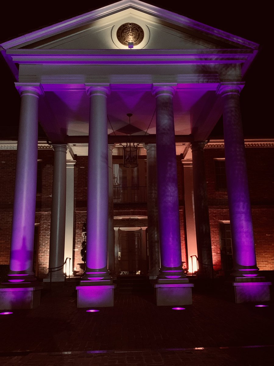 Last night, the Arkansas Governor's Mansion illuminated in purple and gold to celebrate the 100th Anniversary of the ratification of the 19th Amendment to the U.S. Constitution, recognizing the right of women to vote. We will shine purple &amp; gold through August 26.