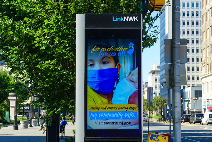 NJDeptofHealth's tweet photo. To help residents understand the importance of contact tracing and testing, DOH launched our public awareness campaign #ForEachOtherForUsAll.
Billboards & NJ Transit ads are now up in key urban centers including Newark, Elizabeth, Camden, Paterson, Atlantic City & Trenton. https://t.co/dchCdLgXZZ