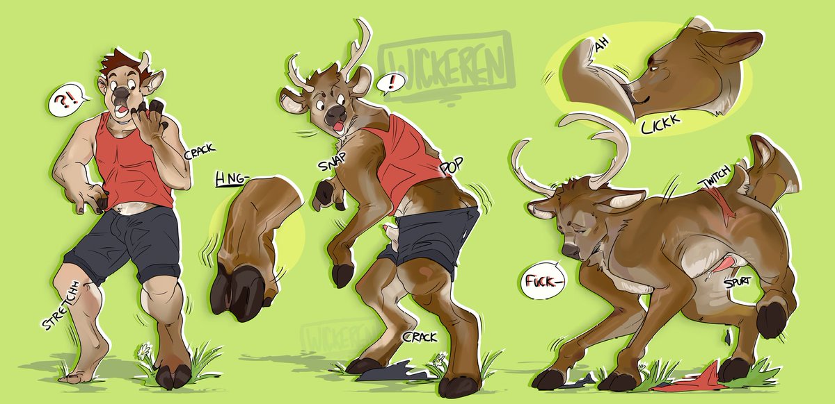 #nsfw. @transfur_addict. deer tf sequence from Wickeren on FA (account disa...