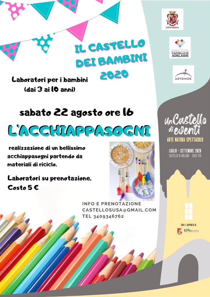 castellosusa's tweet photo. 🏰 Si prospetta un #weekend ricco di eventi!
🎭 Venerdì 21 alle 21 la commedia teatrale «Il matrimonio forzato»;
🎨 Sabato 22 alle 16 «L’acchiappasogni», laboratorio di riciclo creativo;
🍿 Domenica 23 alle 21.30 #CinemaAlCastello «Smetto quando voglio».
#UnCastelloDiEventi https://t.co/ZajgjAOofL