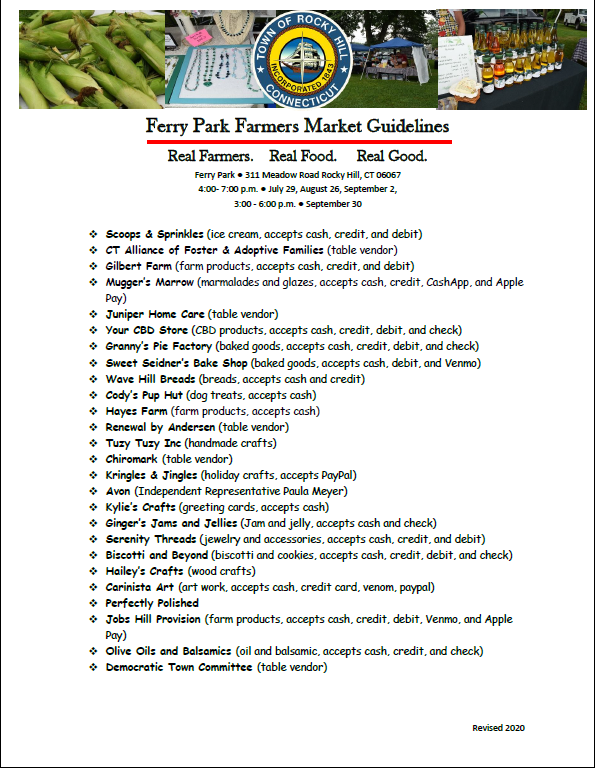 Join us from 4:00-7:00 p.m. at Ferry Park next Wednesday, August 26th!
Music provided by Bill Benson- rock music from the 50s, 60s, and 70s and a variety of folk music.
Food Truck: Szabo's Seafood
Please follow social distancing guidelines and don't forget to wear your mask!
