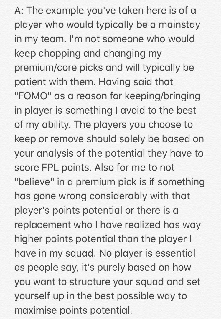 Q: If we take KDB as an example. Many managers have owned him for a large part of the season. Would you also keep him just because of FOMO ( If he hauls) or would you transfer him out If you did not belive in him? 