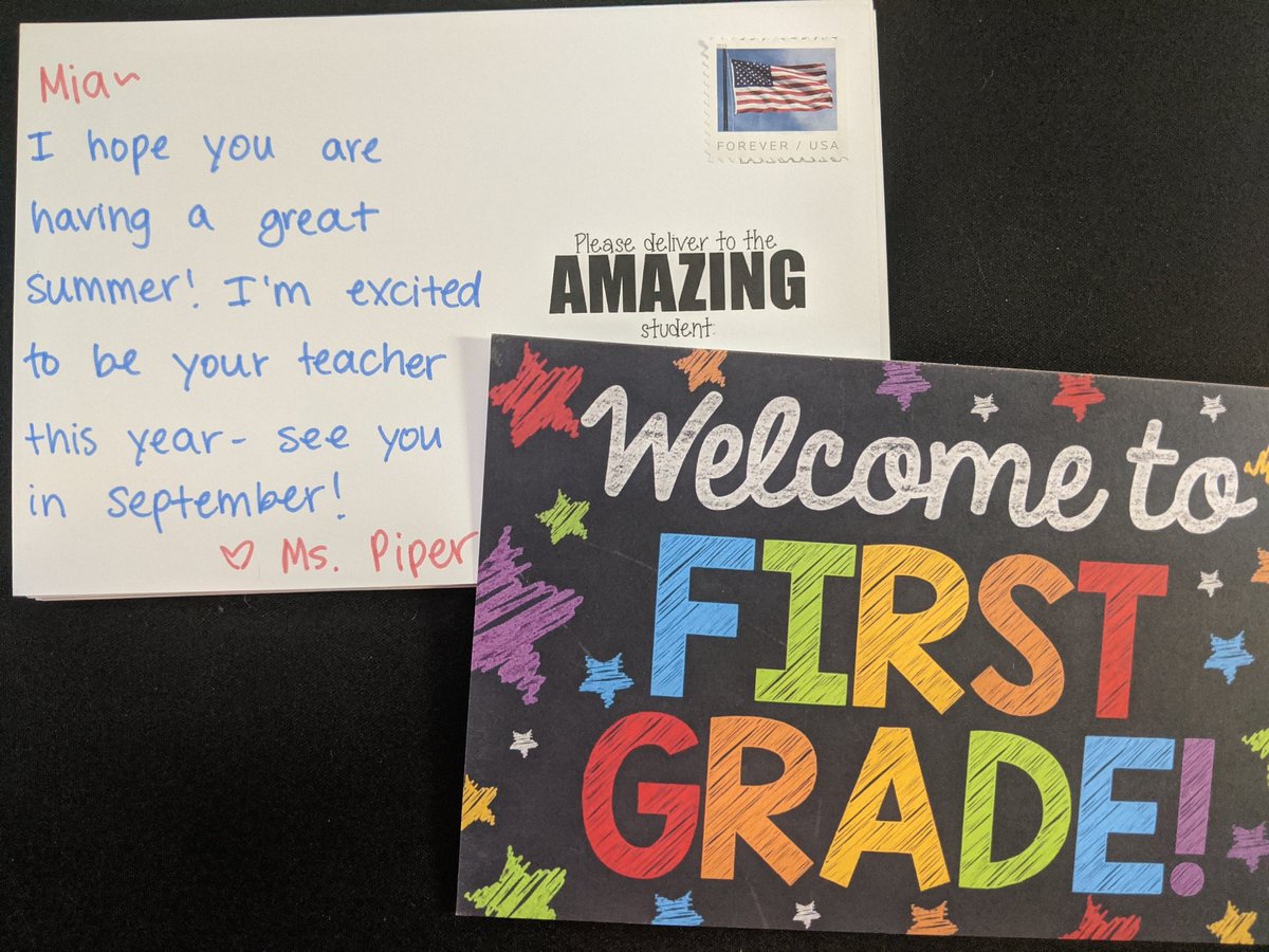 mrs_sweeney_'s tweet photo. Excited to send these out and start connecting with our new class family! #welcometofirstgrade https://t.co/xnn4juIYDf