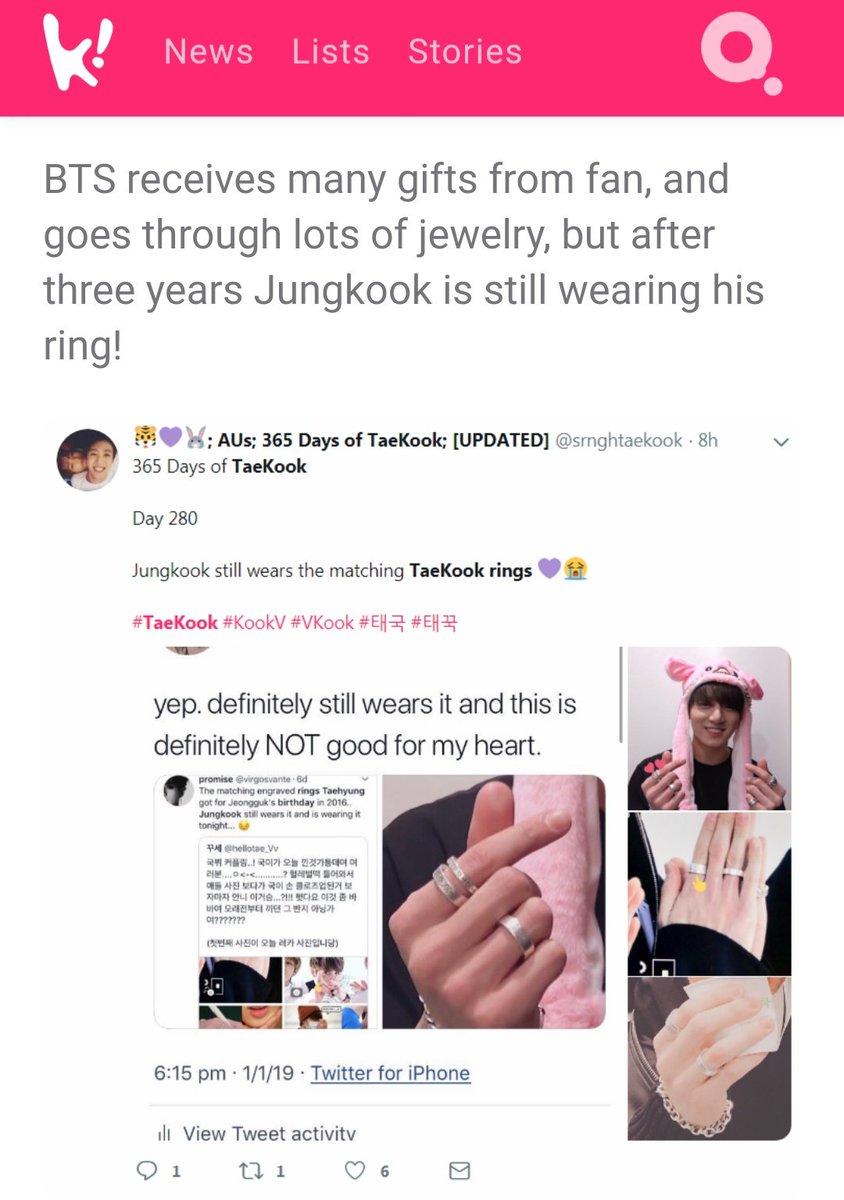 Jungkook still wearing the rings till this day 