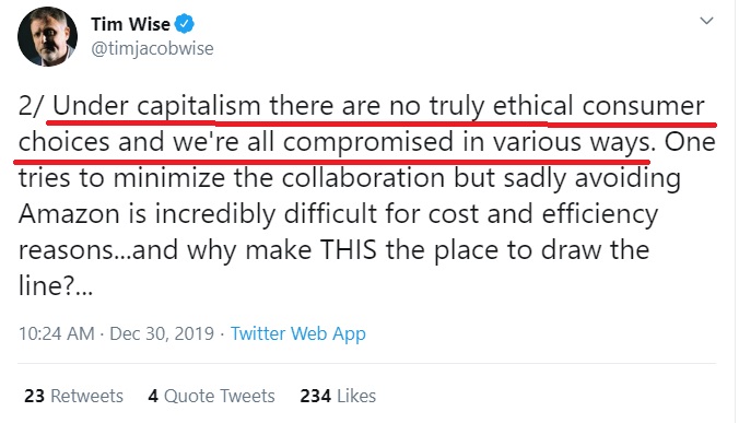 10/ @timjacobwise is open about this. He while current capitalism compromises us all, the problem is not the buying and selling of things, but rather the power relations in HOW the exchange is done and if there is income inequality.Tim Charges $10,000-$20,000 per speech.