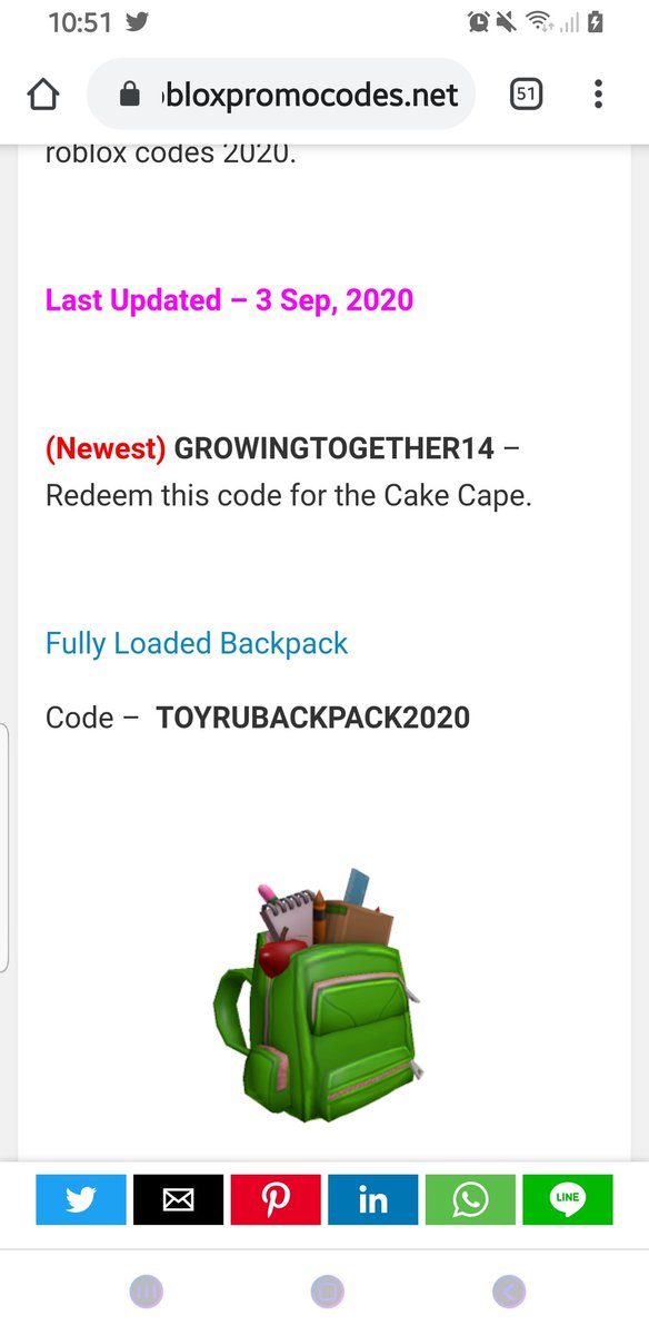 codes for backpacking roblox may 2021