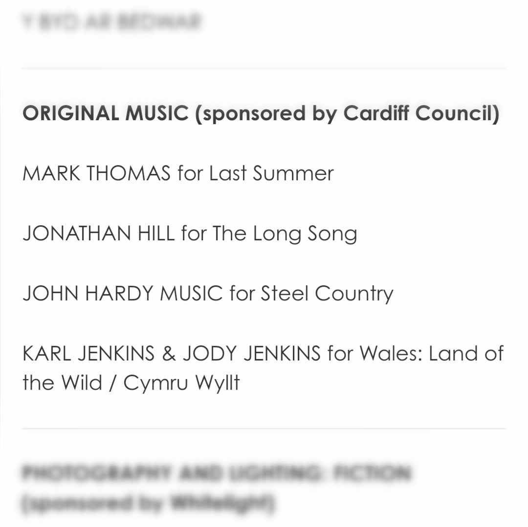 So proud of our team for this nomination for a Welsh BAFTA for our score for Steel Country! Thanks to Simon Fellows and Gareth Ellis-Unwin for believing in us!

#music #baftaawards #bafta #nomination #film #steelcountry #filmscore #wales #welshbafta #baftacymru