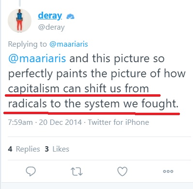 12/The woke have a very strong moral objection to ever become the entrenched "status quo" sitting at the top of "the system" in society, so they must always guard themselves to remain radical.  @deray makes this point before giving a talk sponsored by Wells Fargo