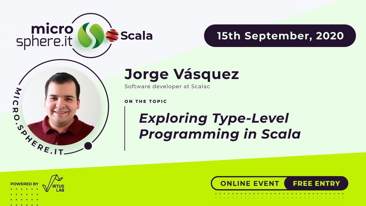 A round of applause for our another micro.sphere.it #Scala expert - Jorge Vásquez from <a href="/scalac_io/">scalac.io</a> 👏 We can't wait to hear <a href="/jorvasquez2301/">Jorge Vásquez</a> introduction to type-level programming in Scala 🤩

Save your spot and register for free 👉 hopin.to/events/micro-s…