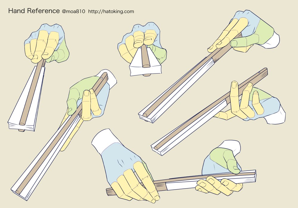 Moa トレスokな手のイラスト資料集に 扇子2 Hand Fan を追加しました 今回は閉じているセット Hand Refs For Artists T Co wjw0jtjn