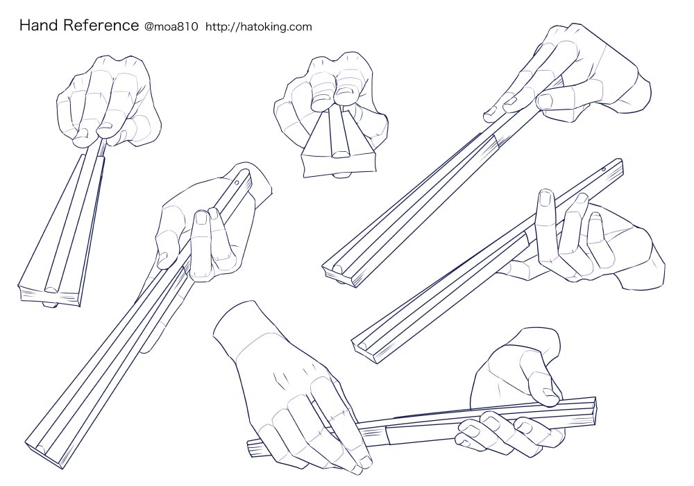 Moa トレスokな手のイラスト資料集に 扇子2 Hand Fan を追加しました 今回は閉じているセット Hand Refs For Artists T Co wjw0jtjn