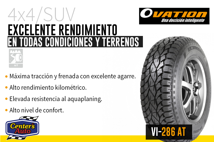 CentersAuto's tweet photo. Disfruta de excelente agarre y tracción en diferentes superficies y un alto nivel de confort con @ovationtires VI-286 A/T. Encuéntralo en tu Center’s Auto de confianza.”
#centersauto #neumáticos #ovationtires #tires #4x4 https://t.co/dS6r4znVwM