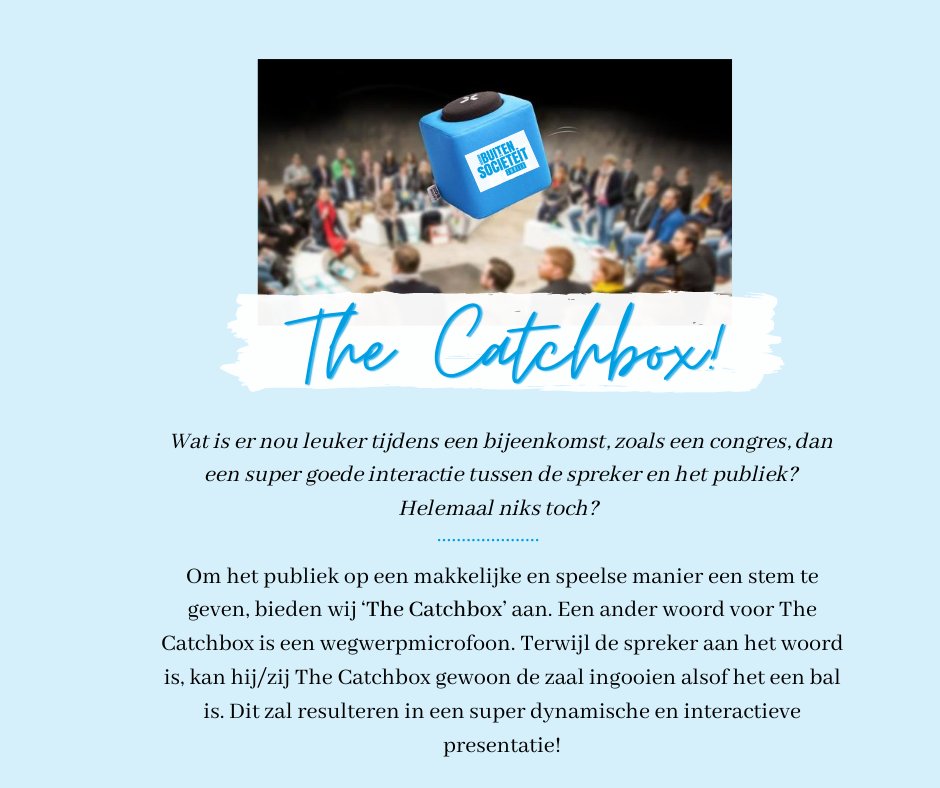 𝗠𝗮𝗮𝗸 𝘂𝘄 𝗰𝗼𝗻𝗴𝗿𝗲𝘀 𝗶𝗻𝘁𝗲𝗿𝗮𝗰𝘁𝗶𝗲𝘃𝗲𝗿 𝗺𝗲𝘁 𝗲𝗲𝗻 𝗰𝗮𝘁𝗰𝗵𝗯𝗼𝘅!
Wil jij ook gebruik maken van 'The Catchbox' tijdens jouw bijeenkomst? Of benieuwd naar andere mogelijkheden? Je leest het op onze website! ▶️ bit.ly/3jl6dnm