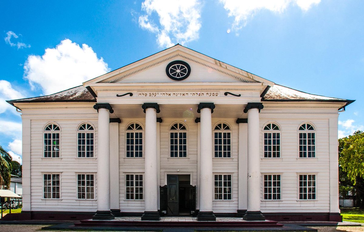 Neveh Shalom Synagogue was built by Dutch Sephardi Jews in 1723 in Paramaribo, Suriname. (They had a thing for sandy floors)They sold it to Ashkenazi Jews in 1735 and it is still the only Ashkenazi synagogue in Suriname.The Keizerstraat Mosque is next door 