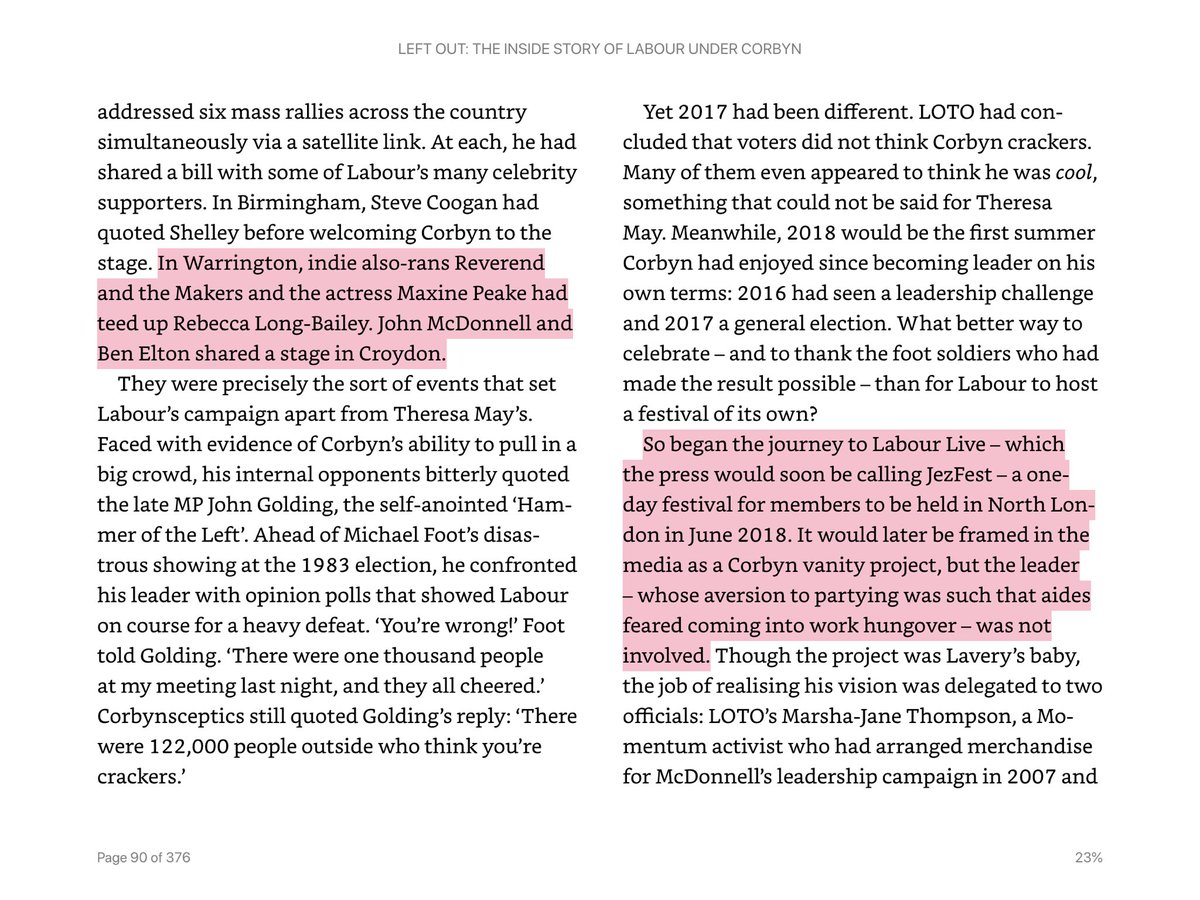Absolutely uncalled for sleight on  @Reverend_Makers here, but at least they’re clear that Corbyn had no desire for Labour Live! to happen.