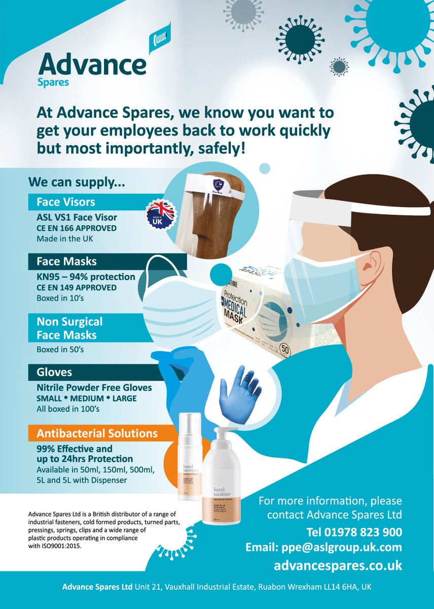 AdvanceSpares's tweet photo. We have a large selection of PPE available now in the UK...ranging from face coverings to screens and temperature measuring machines. Check out our selection of quality products @ https://t.co/C4BVPm0YTd #ppe #StaySafe https://t.co/tqDxVATpvP