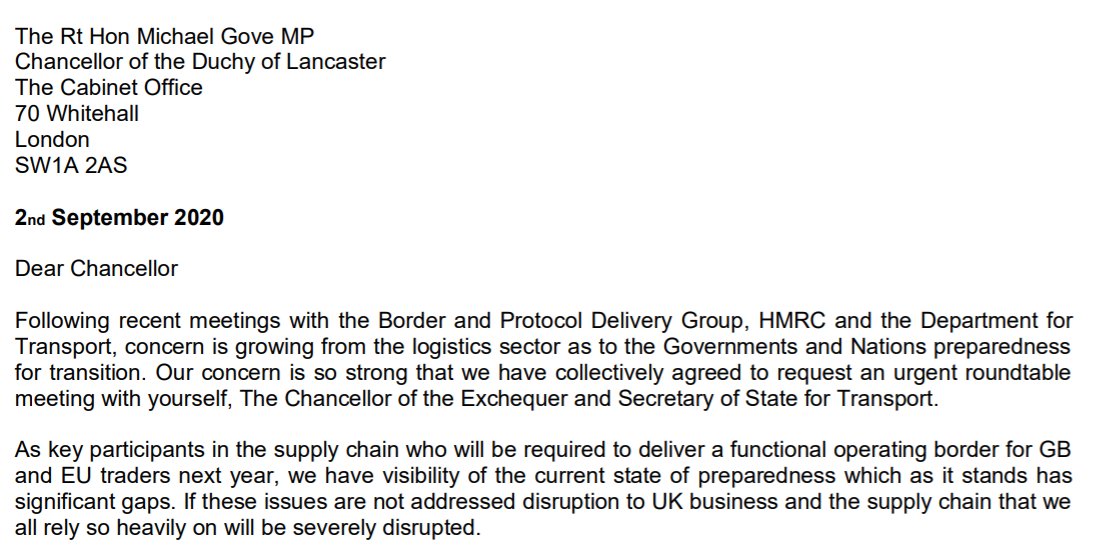 Here's the letter sent by the industry to Gove and Sunak, which gives a strong sense of the worry among those who can see the Brexit border preparations first hand 7/